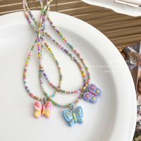 Sweet Cool Style Butterfly Beaded Arylic Women's Pendant Necklace main image 2
