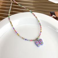 Sweet Cool Style Butterfly Beaded Arylic Women's Pendant Necklace sku image 3