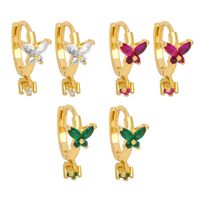 1 Pair Modern Style Butterfly Plating Inlay Copper Zircon 18k Gold Plated Earrings main image 1
