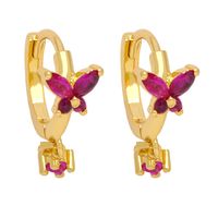 1 Pair Modern Style Butterfly Plating Inlay Copper Zircon 18k Gold Plated Earrings main image 4