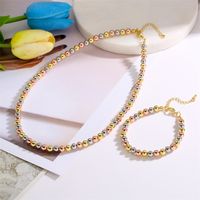 Artistic Round Copper Beaded Plating Gold Plated Bracelets Necklace main image 1