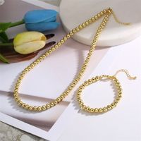 Artistic Round Copper Beaded Plating Gold Plated Bracelets Necklace main image 6