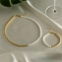 Baroque Style Round Copper Gold Plated Bracelets Necklace In Bulk main image 5