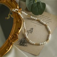 Baroque Style Round Copper Gold Plated Necklace In Bulk sku image 2
