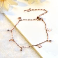 Cute Sweet Star Moon Titanium Steel Plating Inlay Rhinestones Women's Anklet main image 1