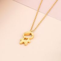 Stainless Steel Titanium Steel 18K Gold Plated Cute Plating Inlay Cartoon Character Artificial Diamond Pendant Necklace main image 10