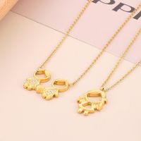Stainless Steel Titanium Steel 18K Gold Plated Cute Plating Inlay Cartoon Character Artificial Diamond Pendant Necklace main image 8
