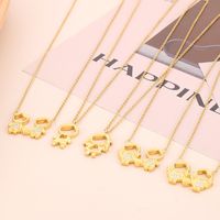 Stainless Steel Titanium Steel 18K Gold Plated Cute Plating Inlay Cartoon Character Artificial Diamond Pendant Necklace main image 11