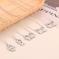 Stainless Steel Titanium Steel 18K Gold Plated Cute Plating Inlay Cartoon Character Artificial Diamond Pendant Necklace main image 2