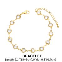 Elegant Heart Shape Copper Plating Inlay Zircon 18k Gold Plated Bracelets Necklace main image 4
