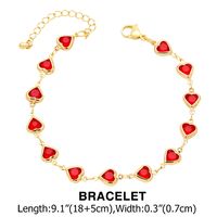Elegant Heart Shape Copper Plating Inlay Zircon 18k Gold Plated Bracelets Necklace main image 2