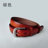 Casual Square Solid Color Two-layer Cowhide Alloy Leather Alloy Buckle Belt sku image 1