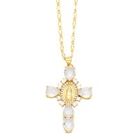 Artistic Human Cross Stainless Steel Copper Plating Inlay Zircon 18k Gold Plated Pendant Necklace main image 5