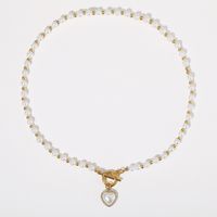 Einfacher Stil Runden Legierung Harz Perlen Frau Halskette Mit Anhänger main image 3