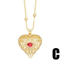 Hip-hop Modern Style Animal Heart Shape Stainless Steel Copper Plating Inlay Zircon 18k Gold Plated Pendant Necklace main image 3