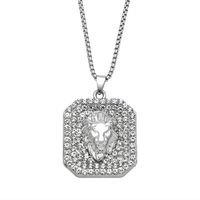 Hip Hop Style Cool Animal Lion Acier Inoxydable Alliage Placage Incruster Strass Hommes Pendentif Sautoir main image 5