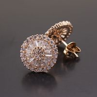 1 Pair Simple Style Round Inlay Copper Zircon Gold Plated Ear Studs main image 1