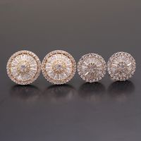 1 Pair Simple Style Round Inlay Copper Zircon Gold Plated Ear Studs main image 2