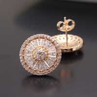 1 Pair Simple Style Round Inlay Copper Zircon Gold Plated Ear Studs main image 5