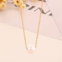 Stainless Steel Shell Titanium Steel 18K Gold Plated Simple Style Plating Round Necklace main image 7