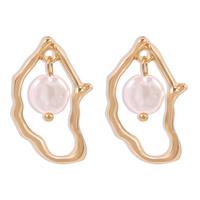 Elegant Geometric Alloy Inlay Artificial Pearls Women's Drop Earrings sku image 1