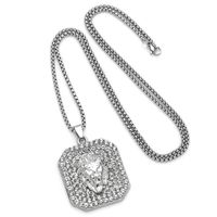 Hip Hop Style Cool Animal Lion Acier Inoxydable Alliage Placage Incruster Strass Hommes Pendentif Sautoir main image 3