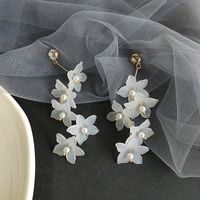 Sweet Flower Alloy Inlay Acrylic Artificial Pearls Rhinestones Women's Drop Earrings sku image 1