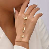 Ig Style Casual Moon Heart Shape Butterfly Metal Enamel Plating Inlay Rhinestones Women's Bracelets sku image 2