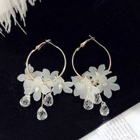 Sweet Simple Style Flower Shell Inlay Rhinestones Women's Drop Earrings main image 5