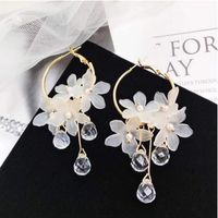 Sucré Style Simple Fleur Coquille Incruster Strass Femmes Boucles D'oreilles main image 1