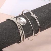 Ig Style Simple Style Round Solid Color Knot Alloy Beaded Plating Women's Bracelets main image 3