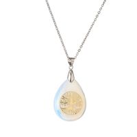 Classical Tree Water Droplets Stainless Steel Natural Stone Pendant Necklace In Bulk sku image 20