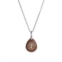 Classical Tree Water Droplets Stainless Steel Natural Stone Pendant Necklace In Bulk sku image 14