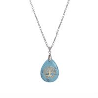 Classical Tree Water Droplets Stainless Steel Natural Stone Pendant Necklace In Bulk main image 3