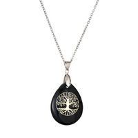 Classical Tree Water Droplets Stainless Steel Natural Stone Pendant Necklace In Bulk sku image 12