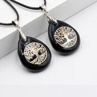 Classical Tree Water Droplets Stainless Steel Natural Stone Pendant Necklace In Bulk sku image 1