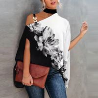 Women's Chiffon Shirt Long Sleeve Blouses Printing Draped Hollow Out Casual Animal Leaf Feather main image 6