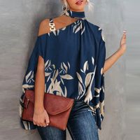 Women's Chiffon Shirt Long Sleeve Blouses Printing Draped Hollow Out Casual Animal Leaf Feather main image 2