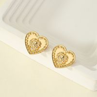 Cool Style Heart Shape Lion Alloy Plating Women's Ear Studs sku image 1