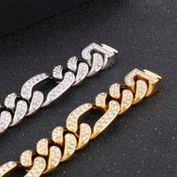 Hip-Hop Punk Solid Color Titanium Steel Plating Inlay Rhinestones 18K Gold Plated Men'S Bracelets main image 4
