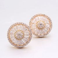 1 Pair Simple Style Round Inlay Copper Zircon Gold Plated Ear Studs sku image 2