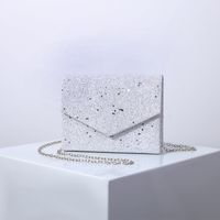 White Black Pink Pu Leather Solid Color Sequins Square Evening Bags sku image 1