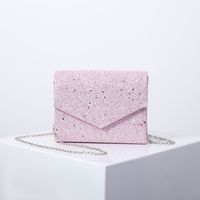 White Black Pink Pu Leather Solid Color Sequins Square Evening Bags sku image 3