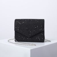 White Black Pink Pu Leather Solid Color Sequins Square Evening Bags sku image 2