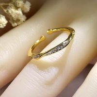 Simple Style Shiny Irregular Solid Color Copper Plating Inlay Zircon Gold Plated Open Ring main image 5