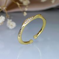 Simple Style Shiny Irregular Solid Color Copper Plating Inlay Zircon Gold Plated Open Ring sku image 1