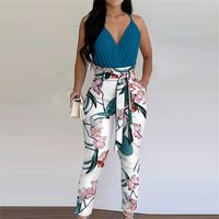 Women's Casual Solid Color Flower Polyester Printing Pants Sets main image 2