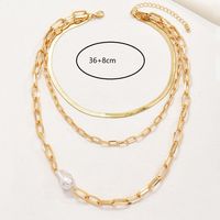 Wholesale Jewelry Elegant Geometric Iron Artificial Pearls Inlay Layered Necklaces sku image 1