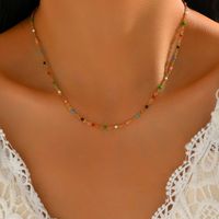 201 Stainless Steel 18K Gold Plated Casual Simple Style Beaded Plating Colorful Necklace sku image 1