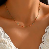 201 Stainless Steel 18K Gold Plated Casual Simple Style Beaded Plating Colorful Necklace main image 1